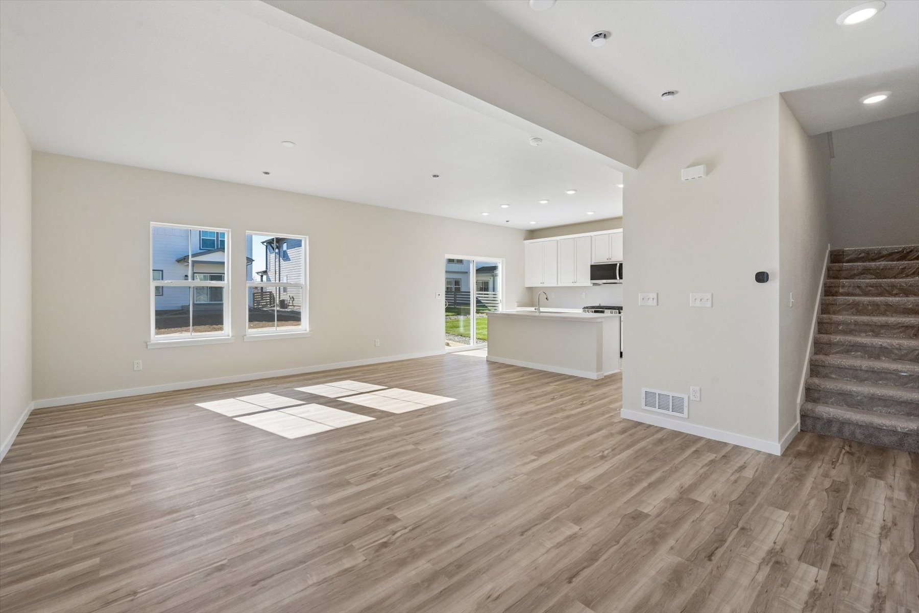 A large empty living room.