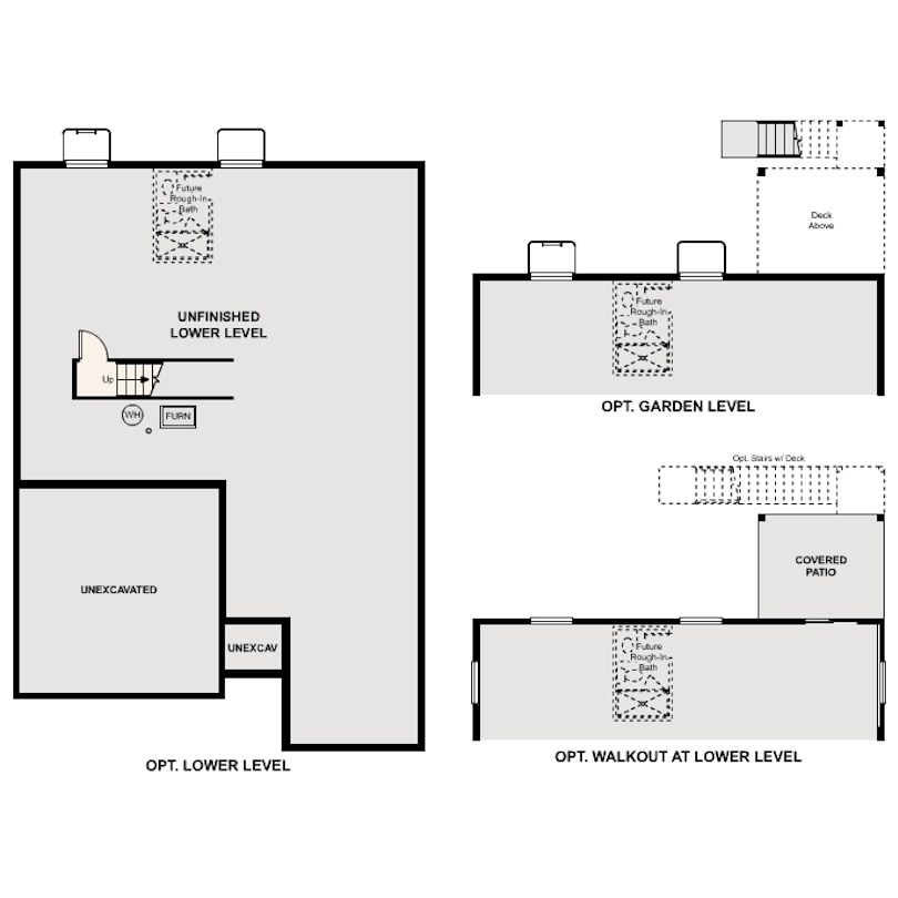 Palisade floor plan lower level options at Morgan Hill in Erie, CO by Century Communities
