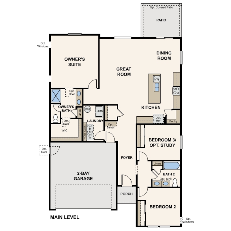 Palisade floor plan main level at Morgan Hill in Erie, CO by Century Communities