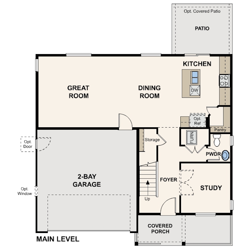 Avon floor plan main level at Morgan Hill in Erie, CO by Century Communities