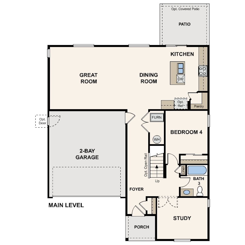 Vail floor plan main level at Morgan Hill in Erie, CO by Century Communities