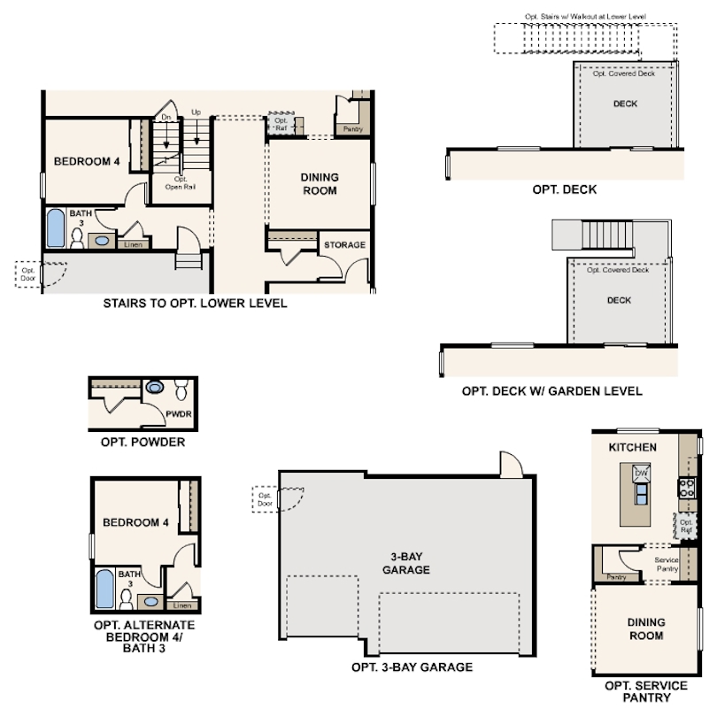Aspen floor plan main level options at Morgan Hill in Erie, CO by Century Communities