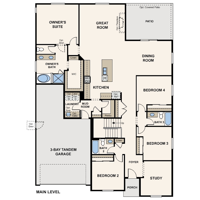 Humboldt floor plan main level at Morgan Hill in Erie, CO by Century Communities