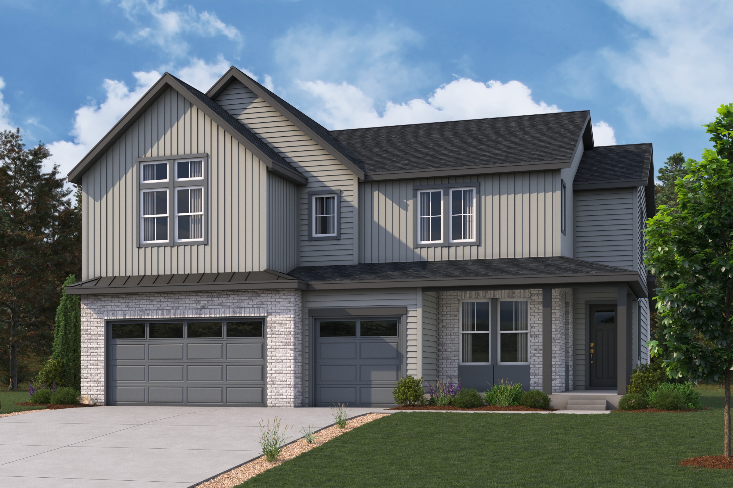 A house with a garage.