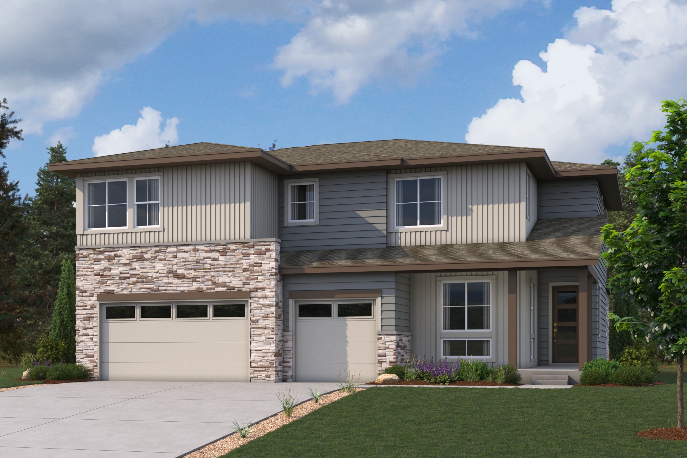 A house with a garage.