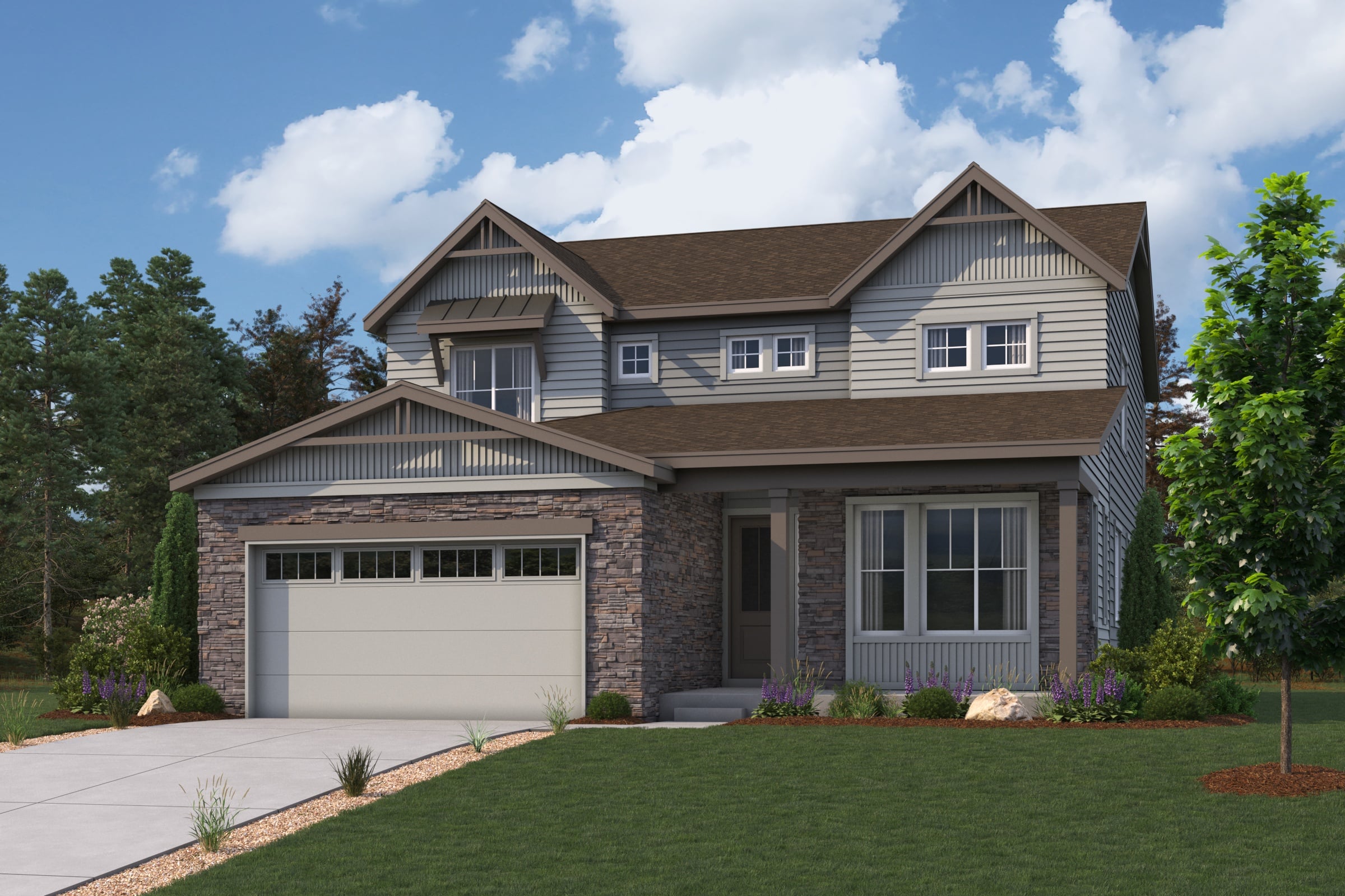A house with a garage.