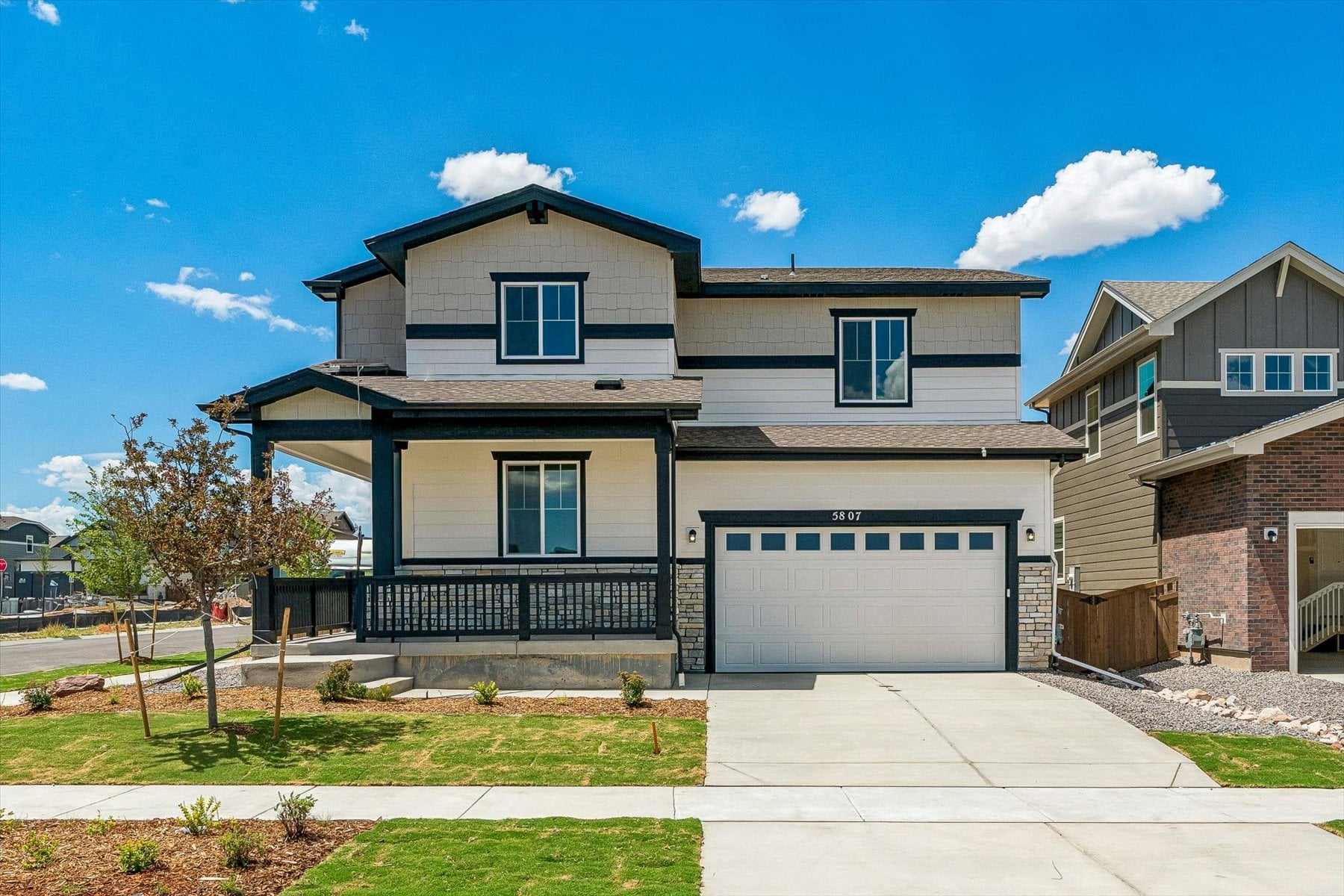 A house with a garage.