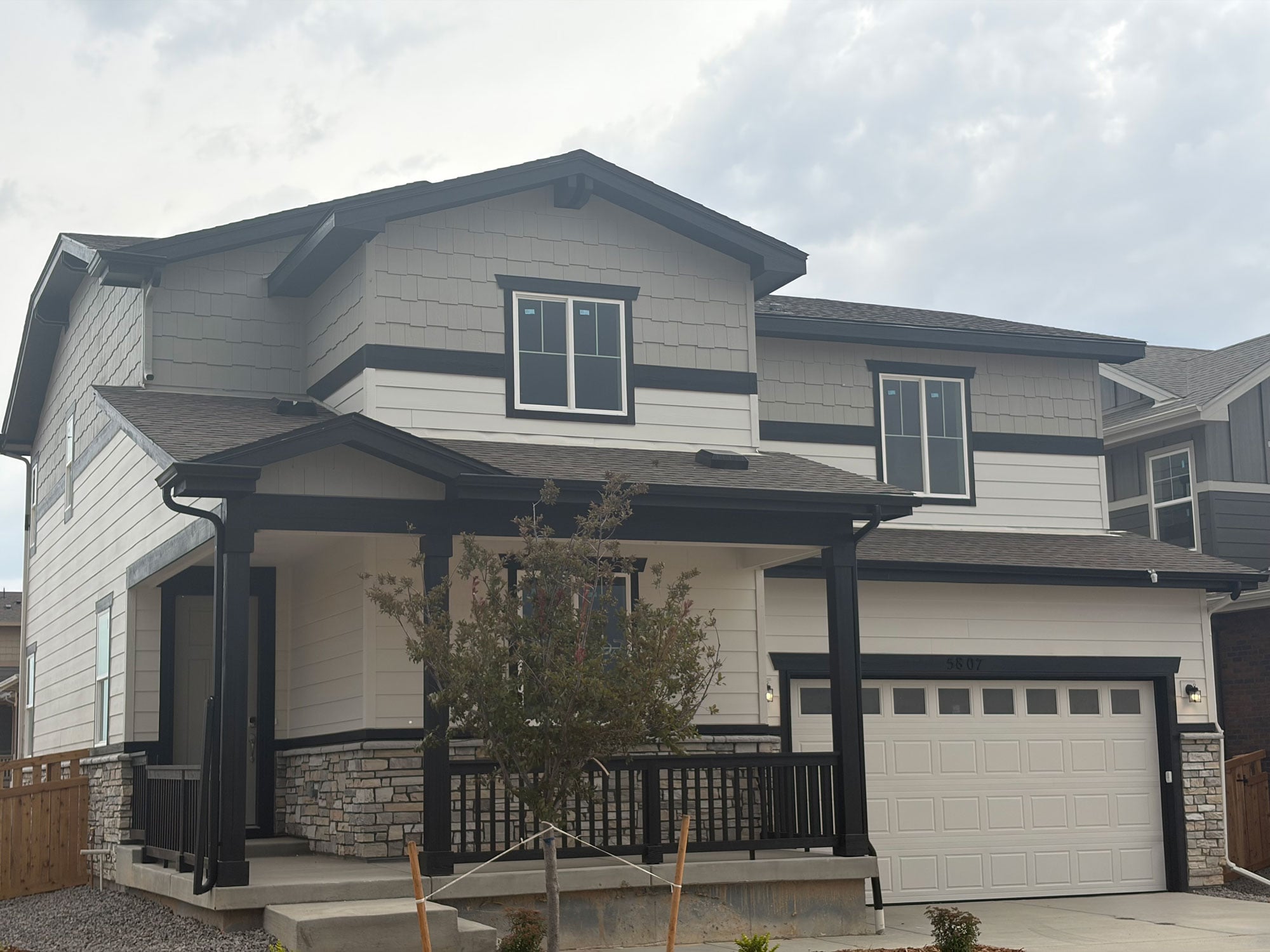 A house with a garage.