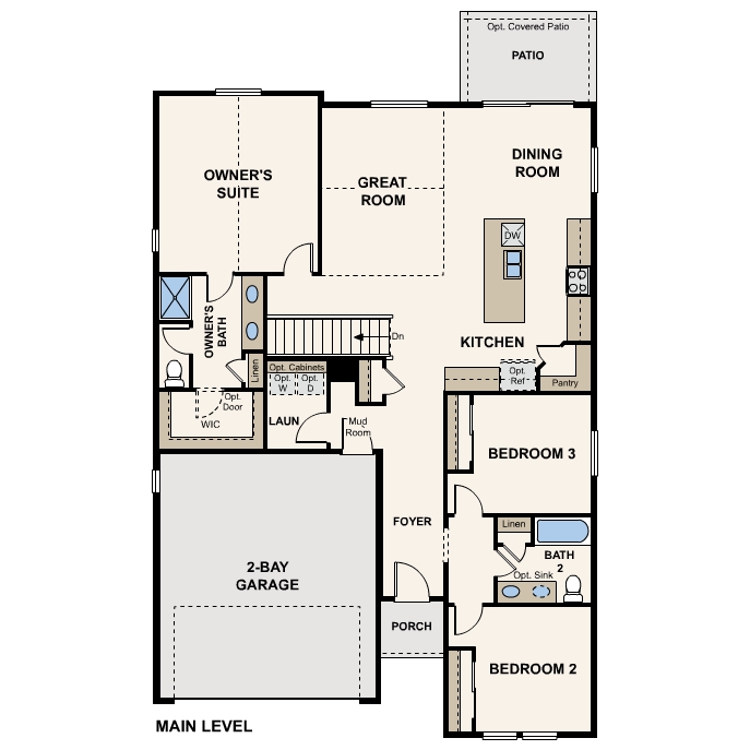 Diagram, engineering drawing. Cimarron Floorplan, Main Level