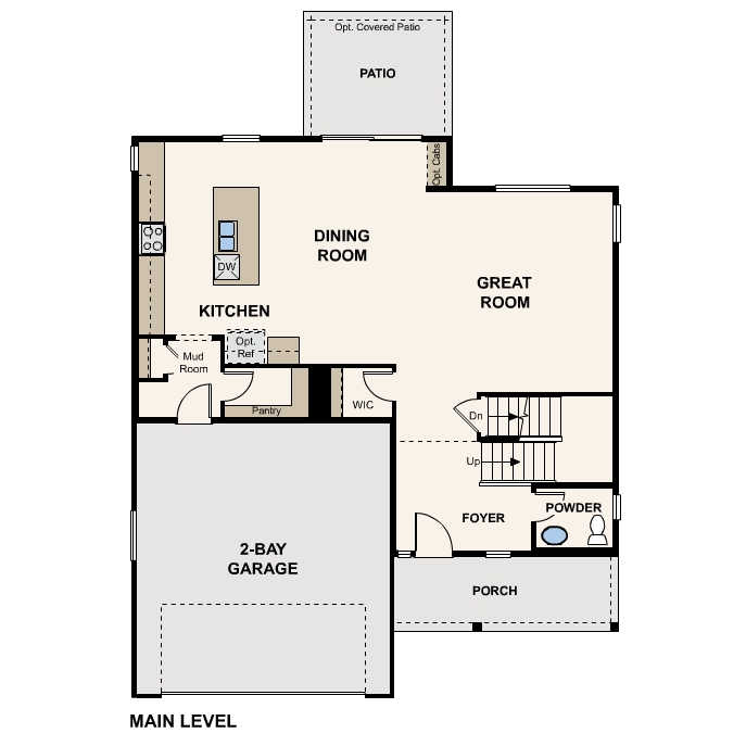 Diagram, engineering drawing. Glacier Floorplan, Main Level