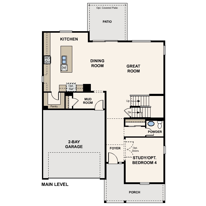 Diagram, engineering drawing. Gunnison Floorplan, Main Level