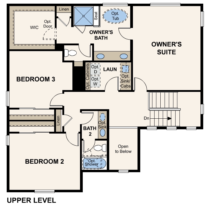 Diagram, engineering drawing. Gunnison Floorplan, Upper Level
