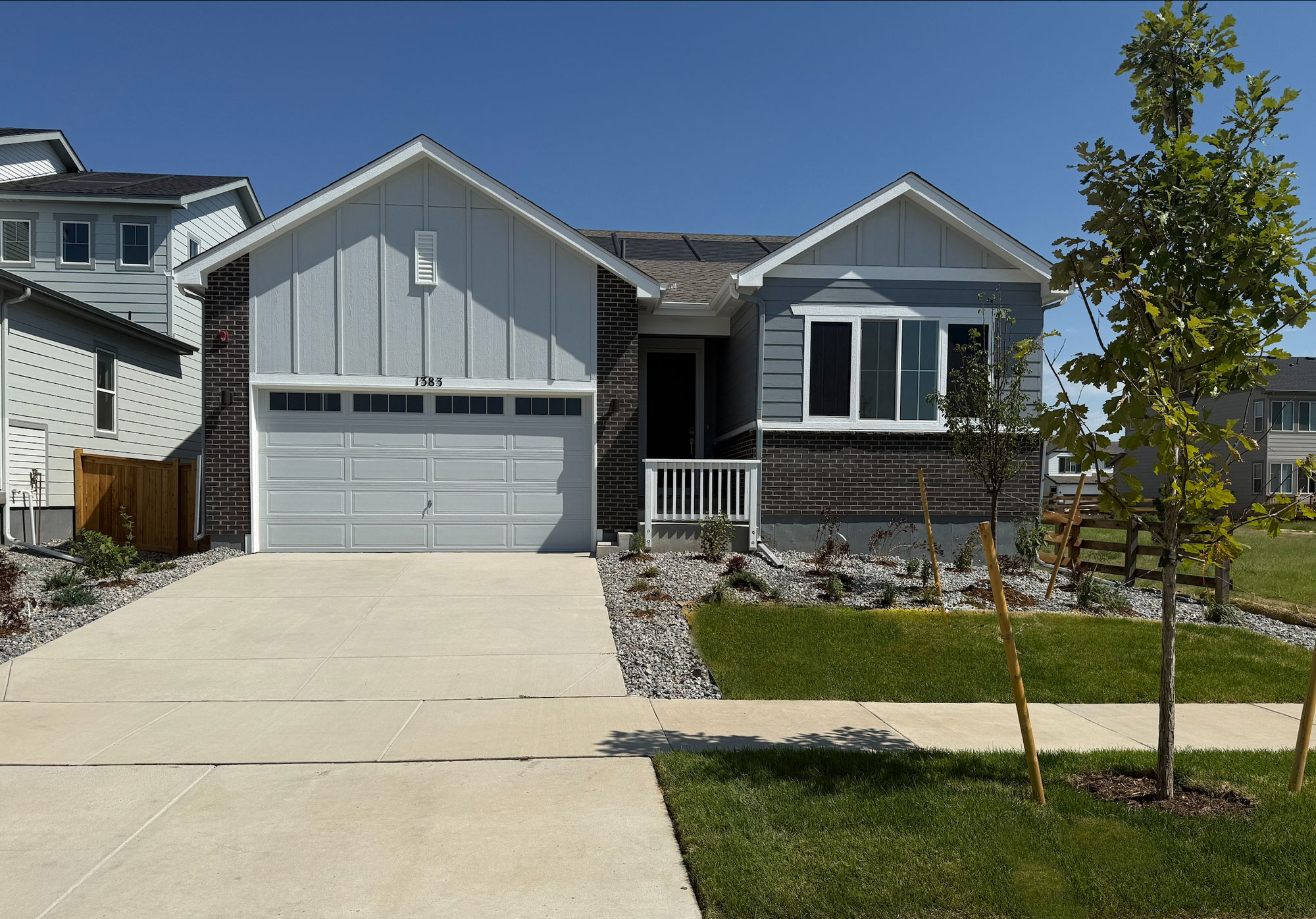 A house with a garage.