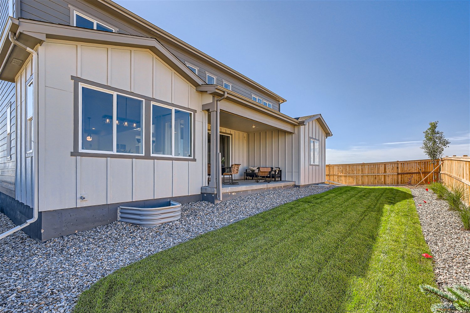 A house with a pool.