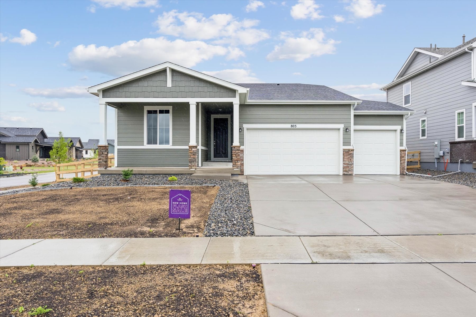 A house with a garage.