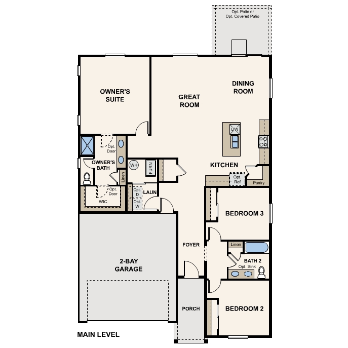 Diagram, engineering drawing. Cimarron Floorplan, Main Level