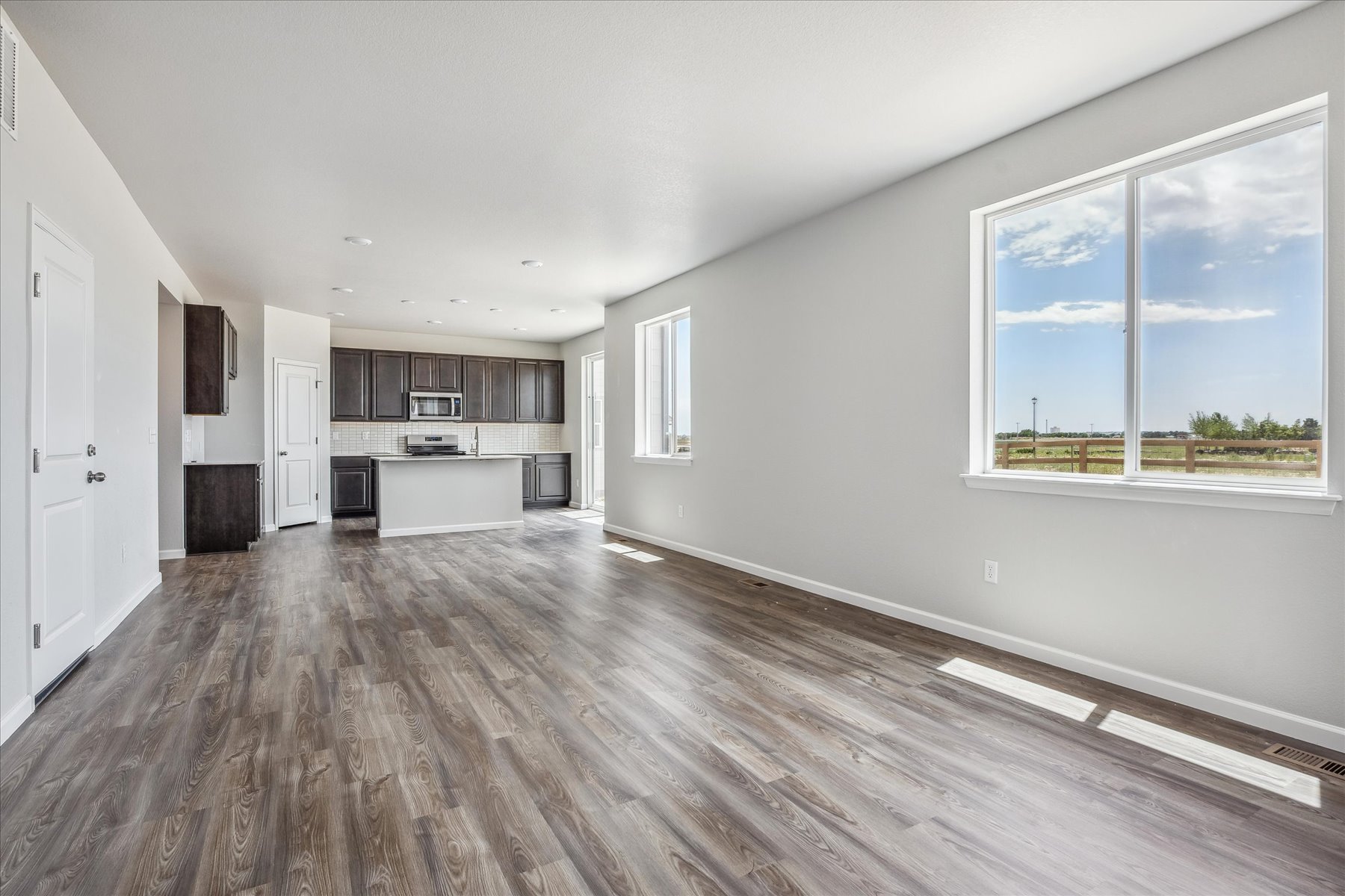 A large empty living room.