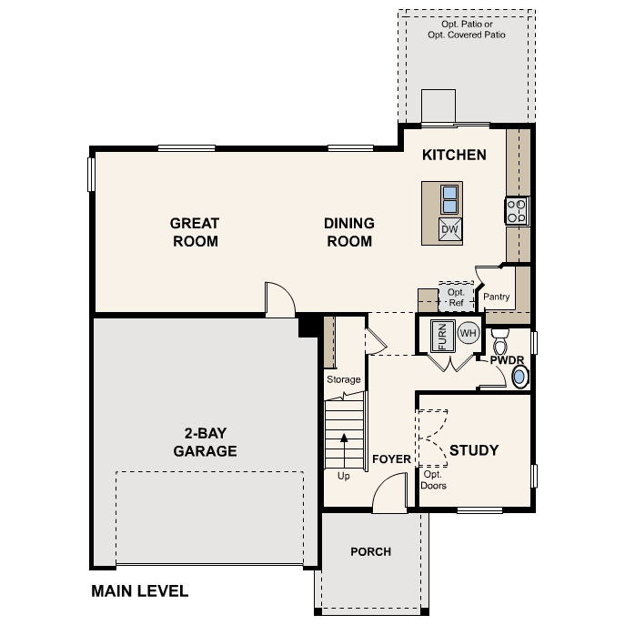 Diagram, engineering drawing. Ontario Floorplan, Main Level