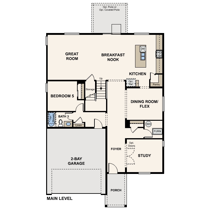 Diagram, engineering drawing. Tahoe Floorplan, Main Level