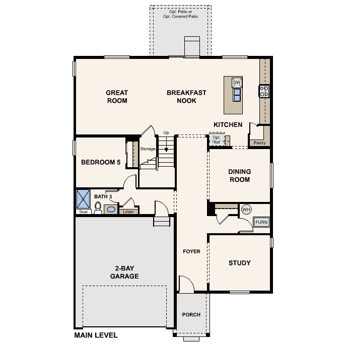Diagram, engineering drawing. Tahoe Floorplan, Main Level