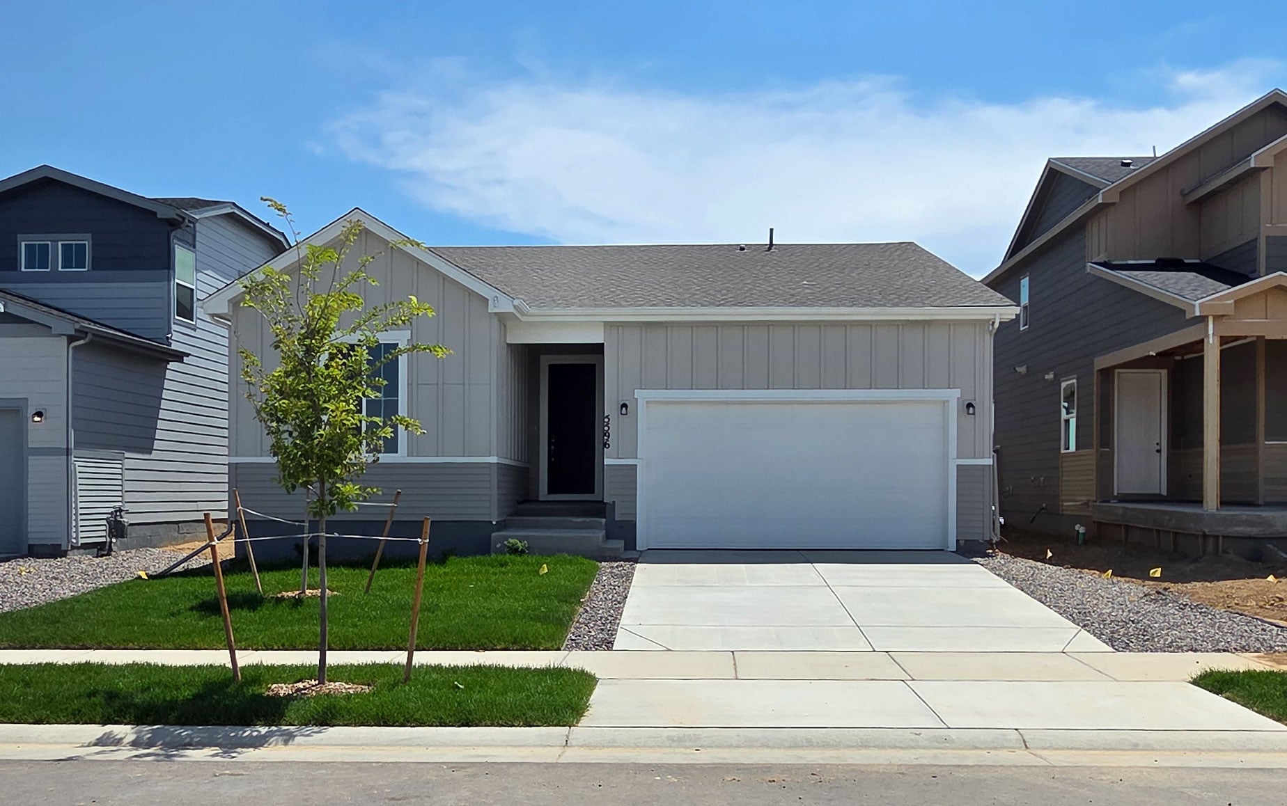 A house with a garage.