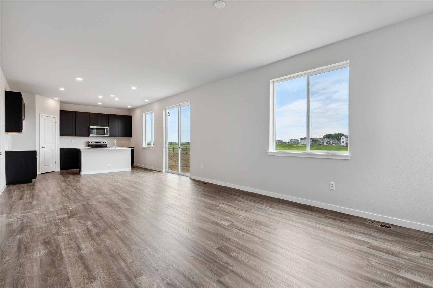 A large empty living room.