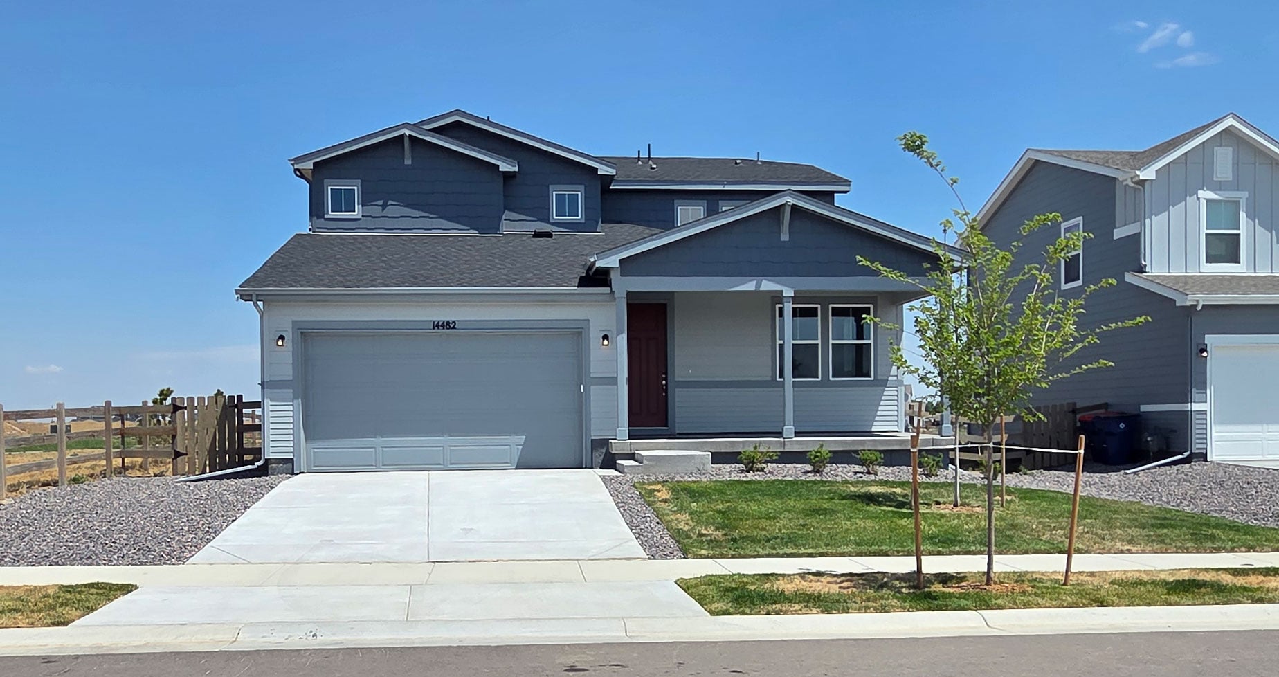 A house with a garage.