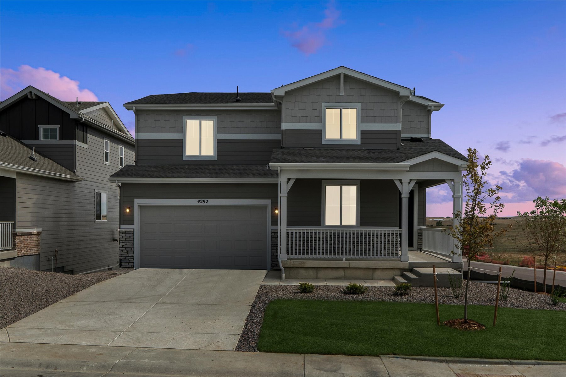 A house with a garage.