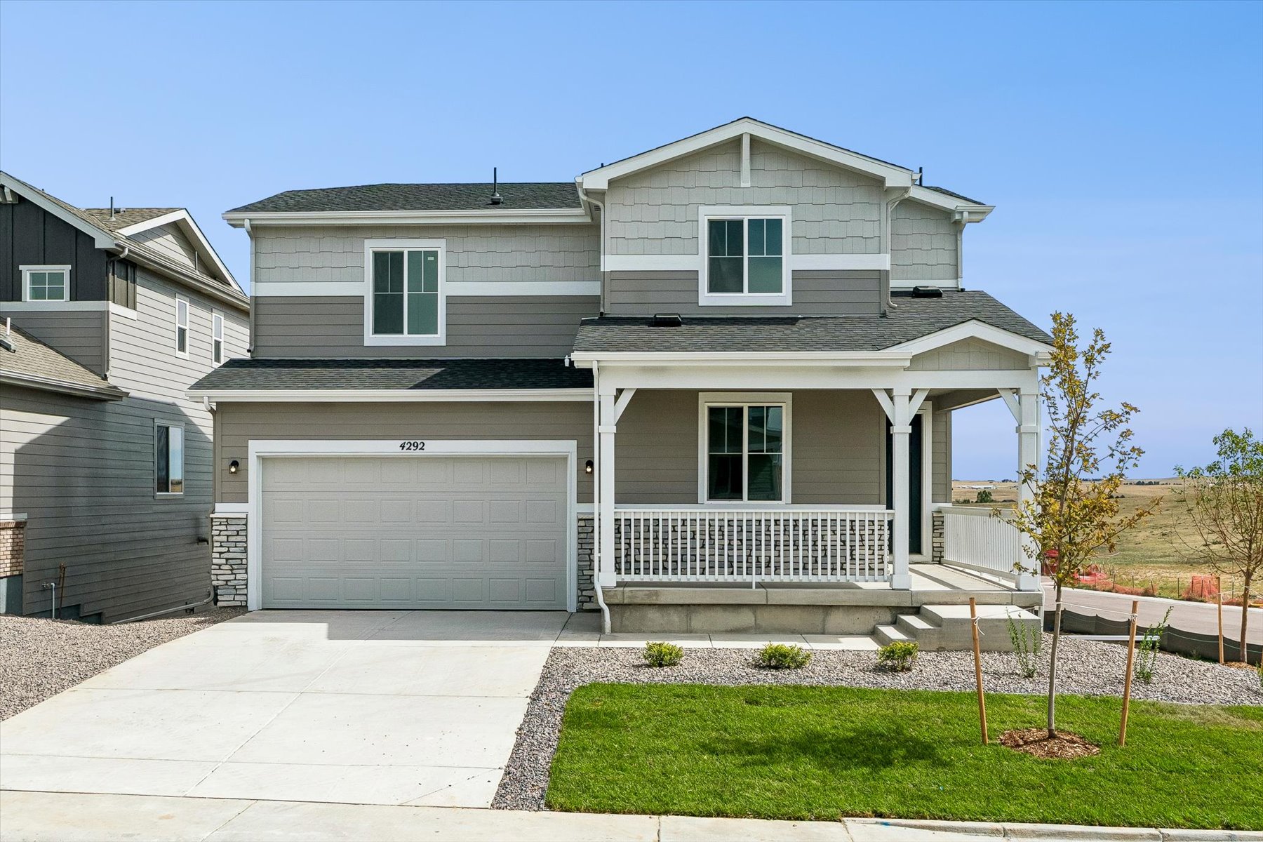 A house with a garage.