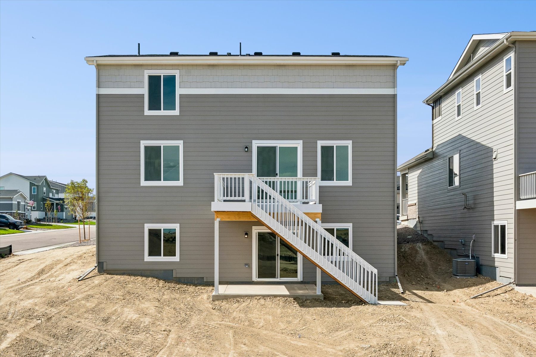 A house with a staircase.