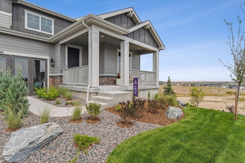 A house with a front yard.