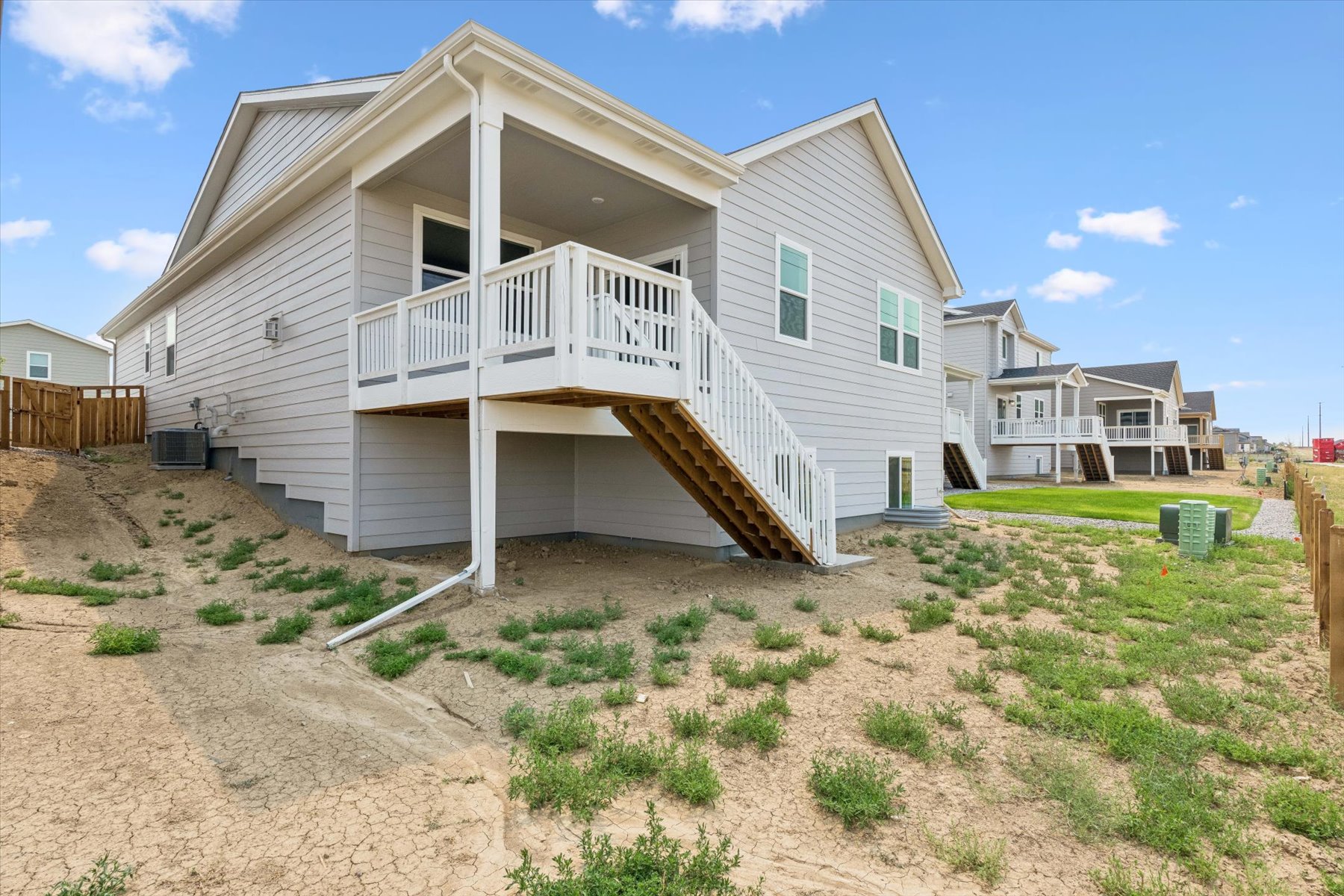 A house with a deck.