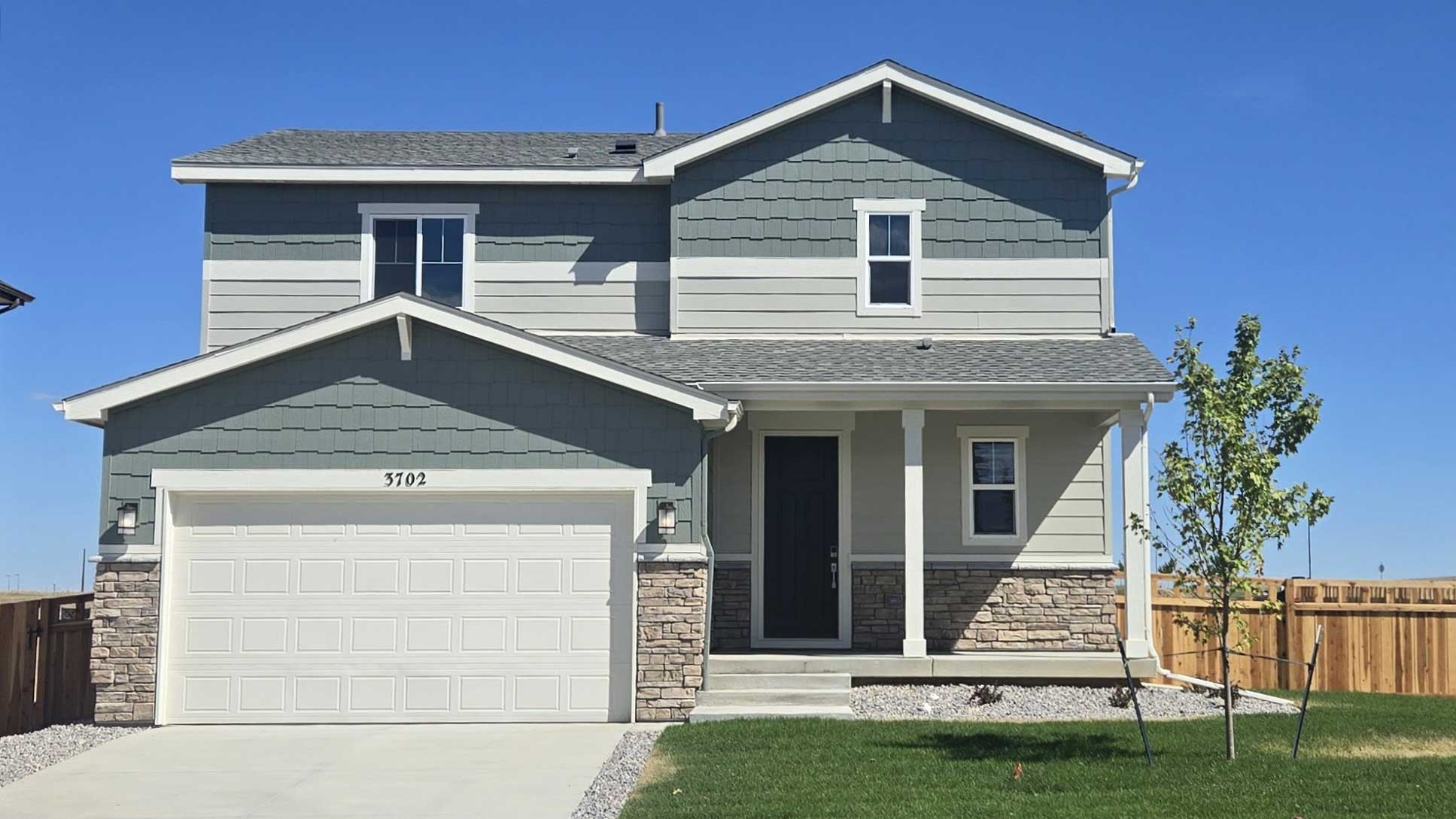 A house with a garage.