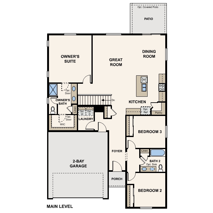 Diagram, engineering drawing. Cimarron Floorplan, Main Level