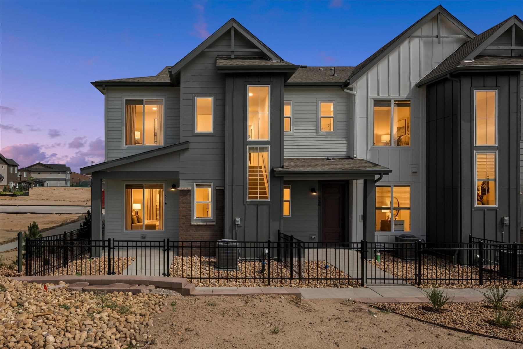 A house with a fence around it.