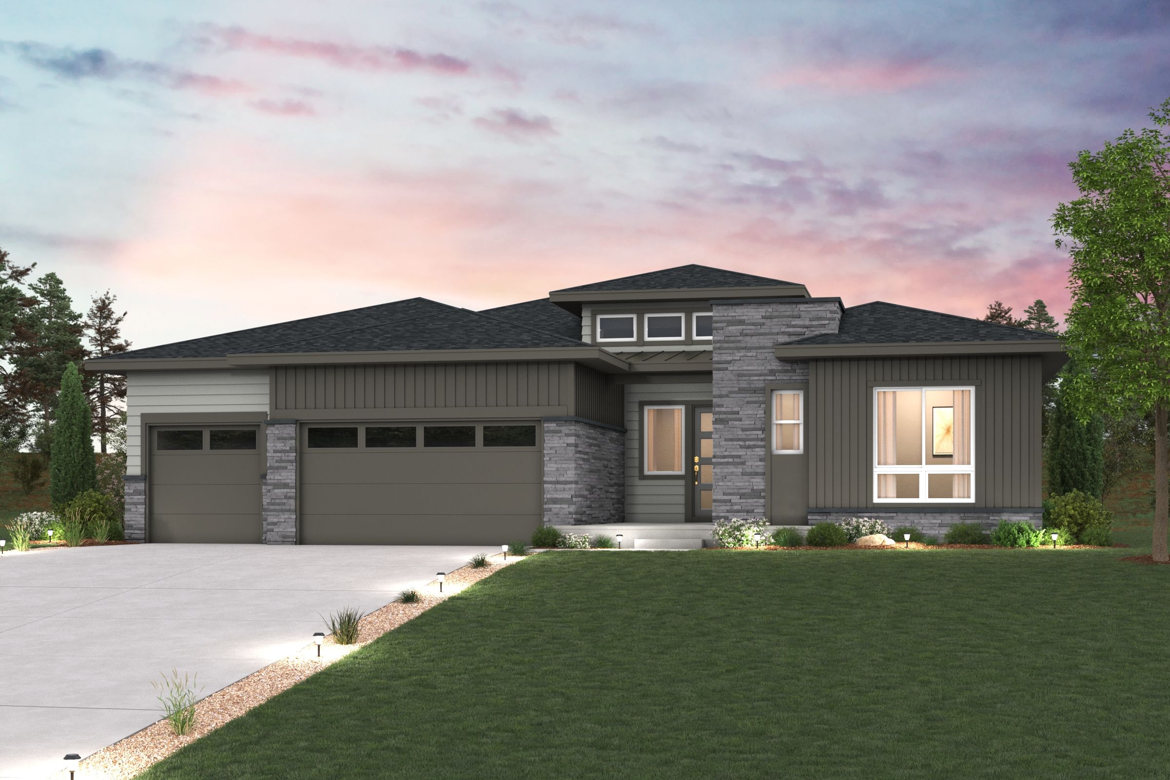 A house with a driveway.