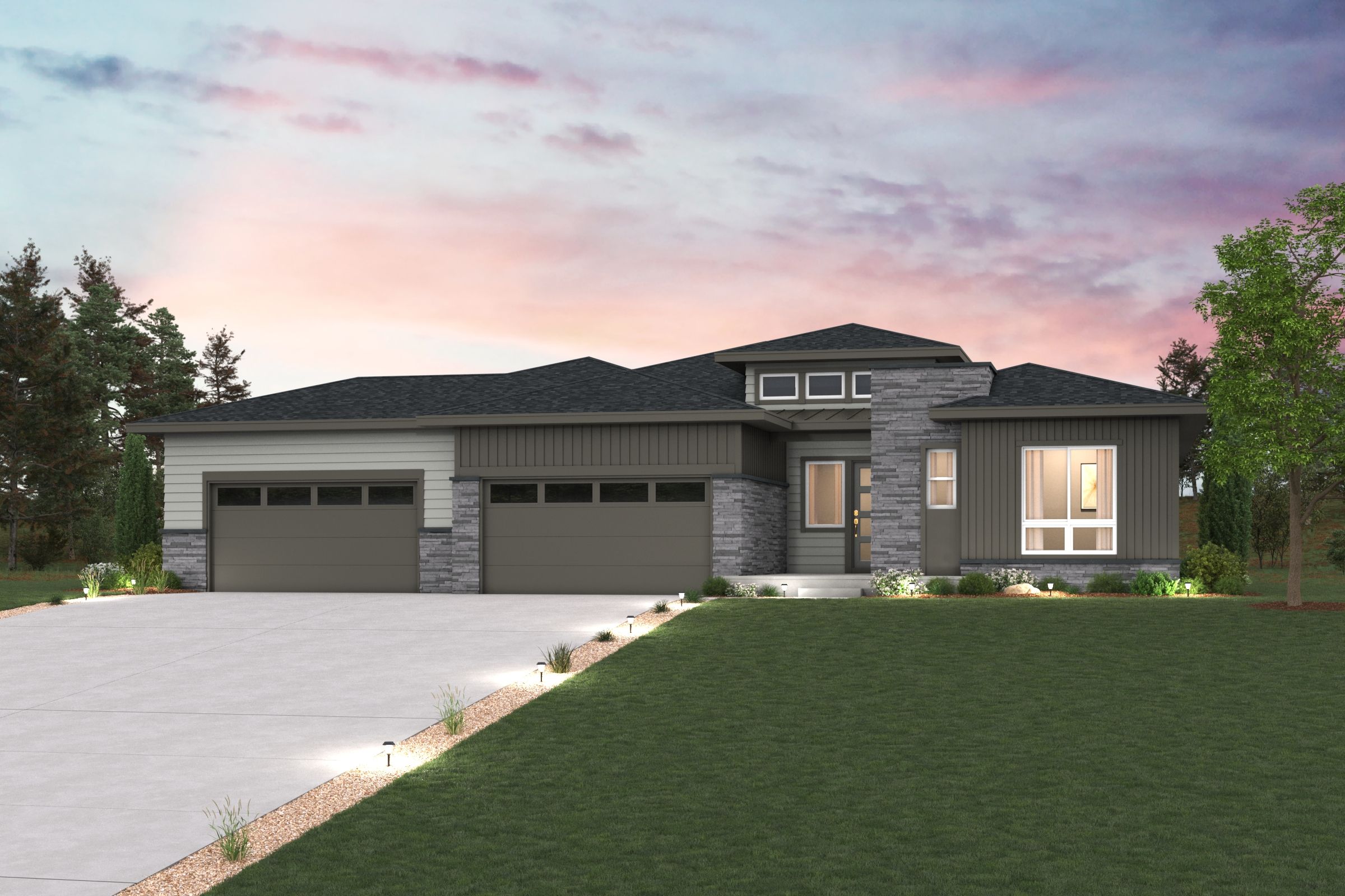 A house with a driveway.