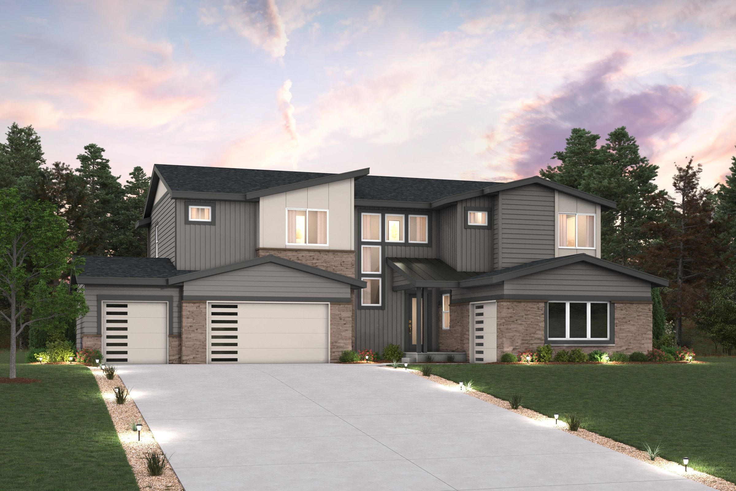 A house with a driveway.