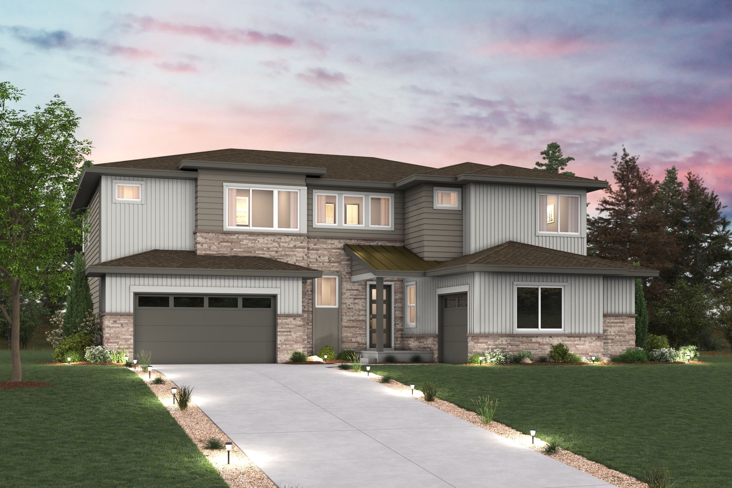 A house with a driveway.