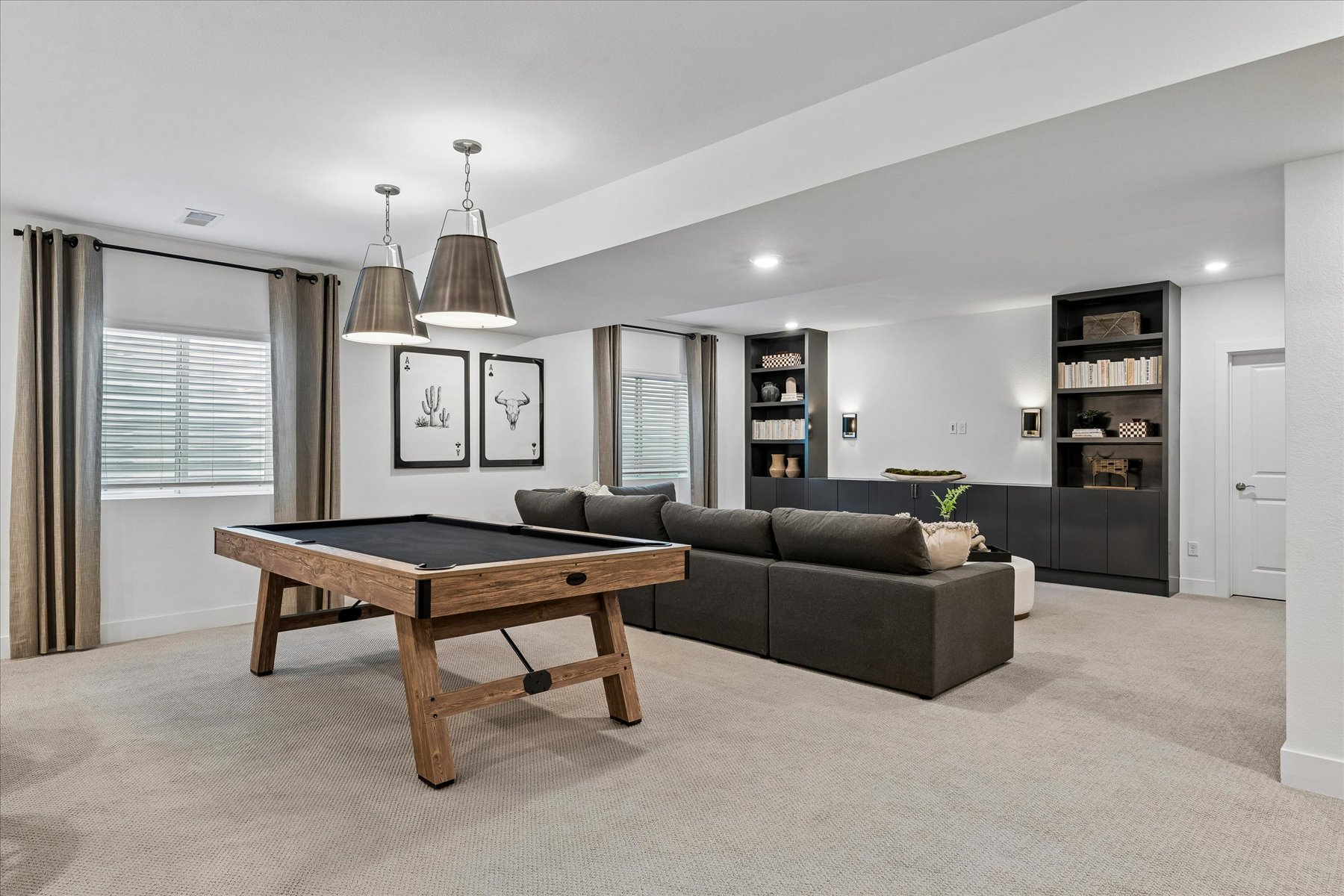 A living room with a couch and a coffee table.