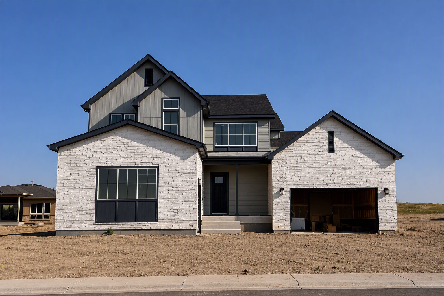 A house with a garage.