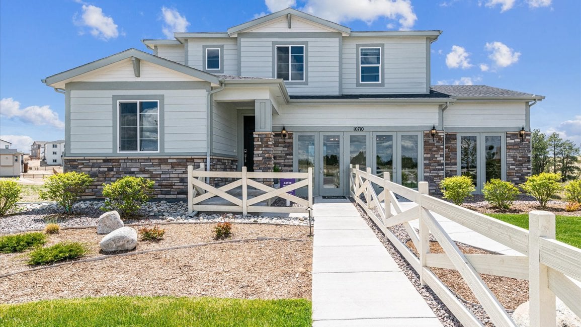 A house with a staircase.