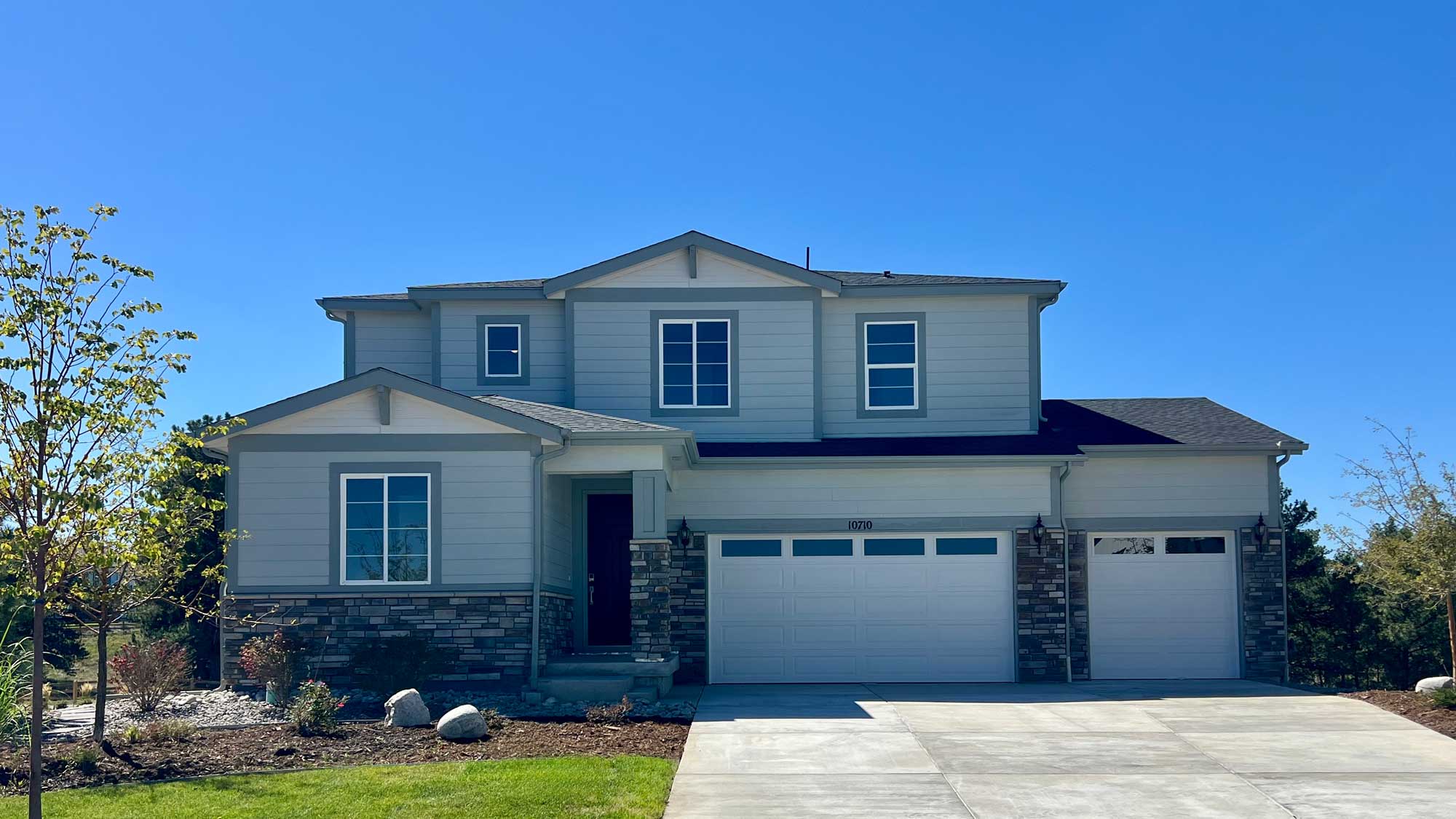 A house with a garage.
