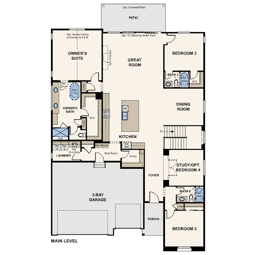 Columbia II | Residence 50162 | Main Level Floorplan 
