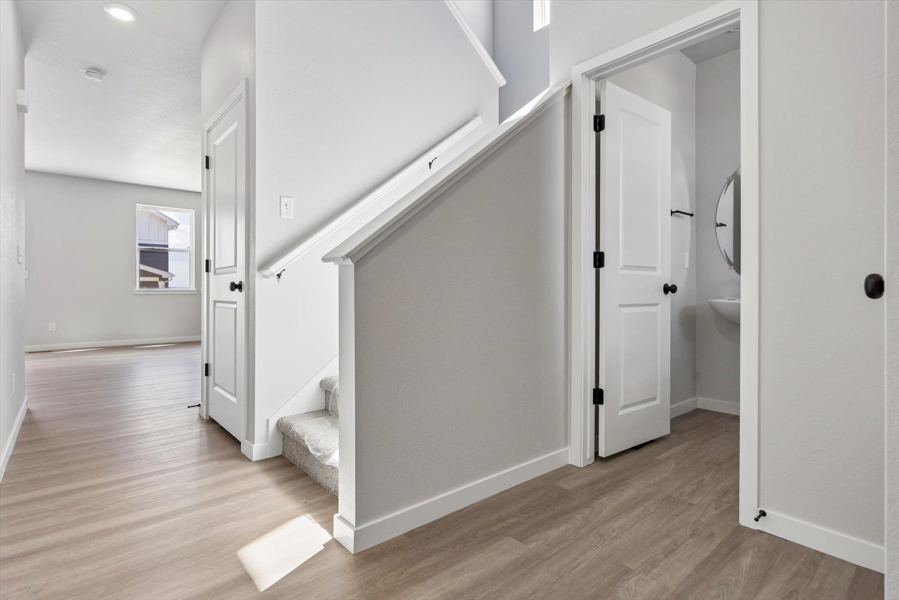 A room with white doors.