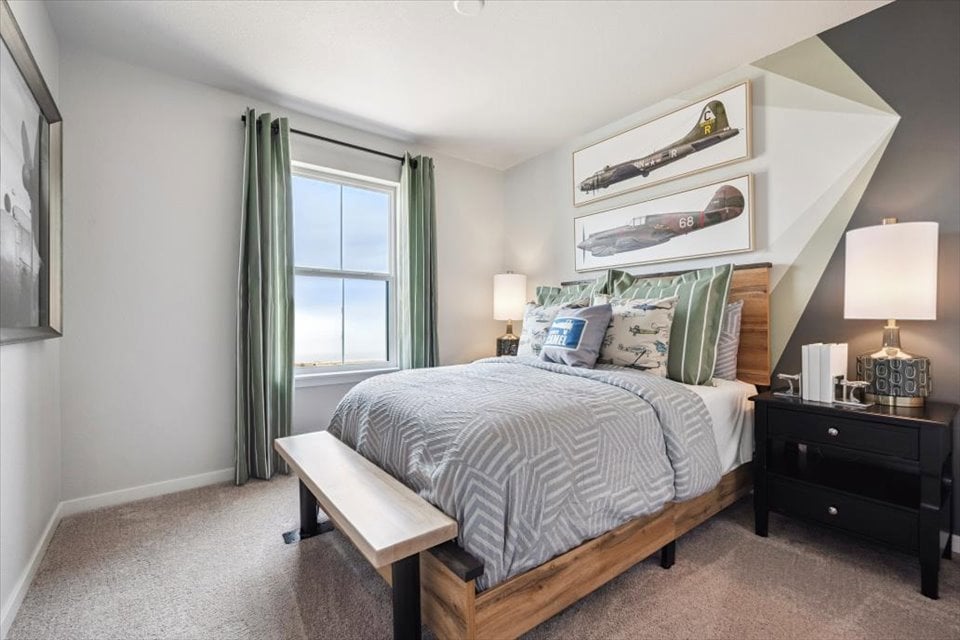 A bed in a room.