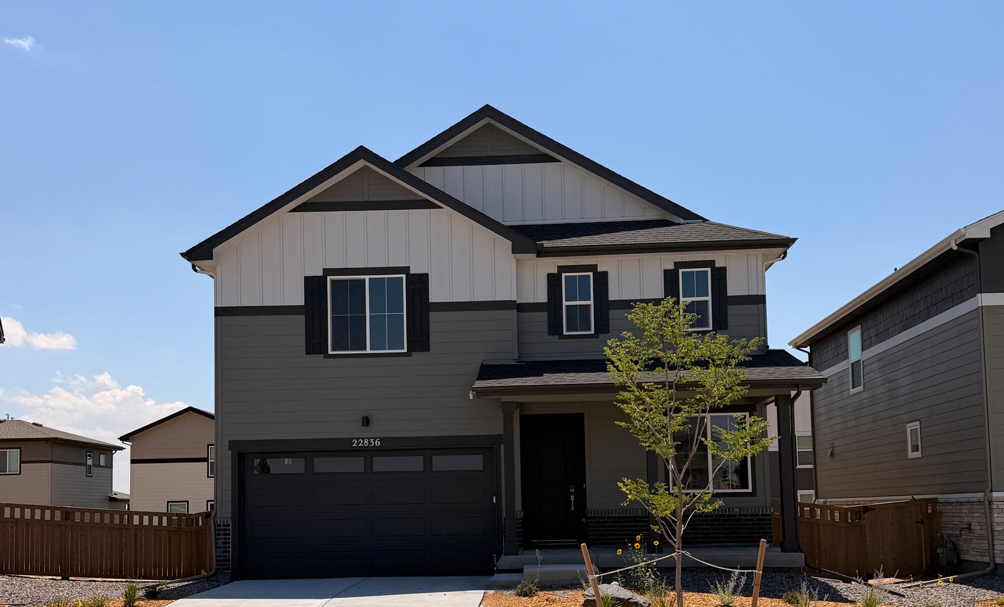 A house with a garage.