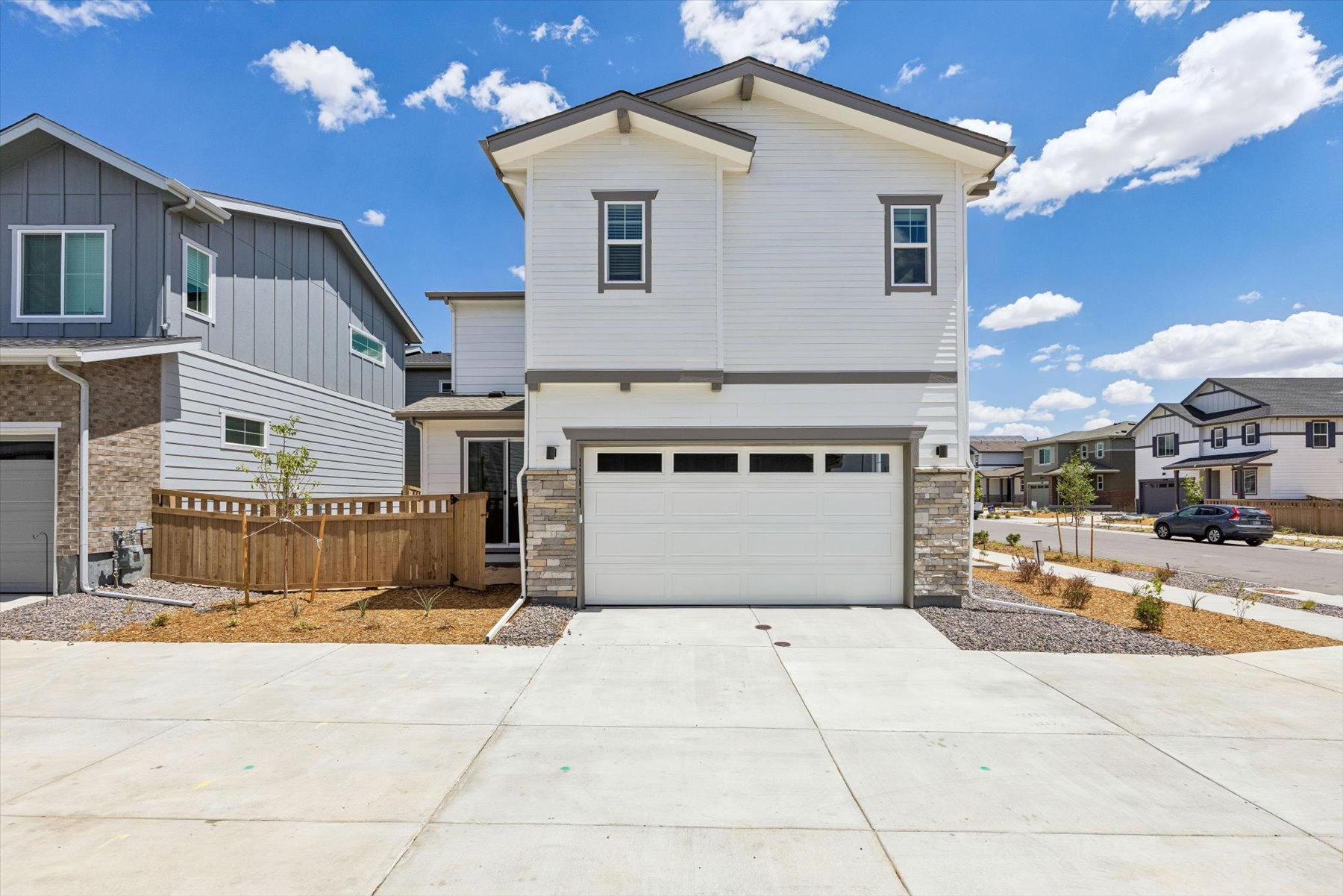 A garage in a neighborhood.
