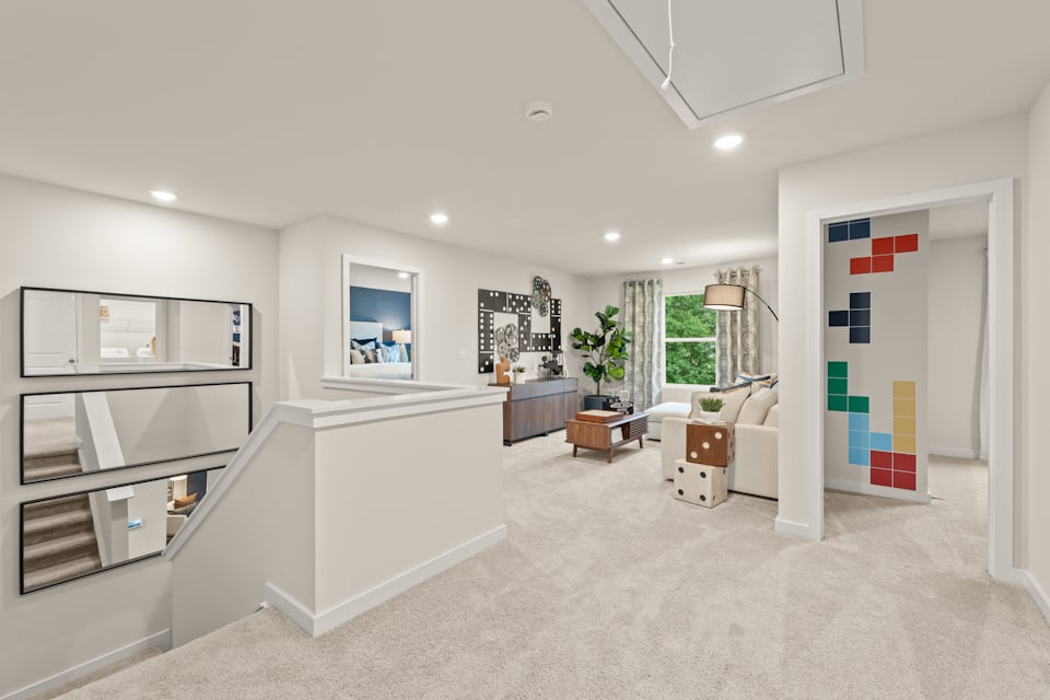 A modern looking living room.