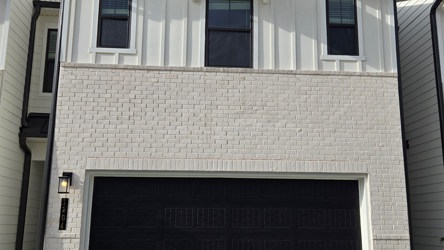 A garage with a garage door.